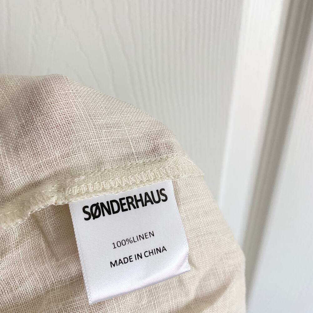 NWT Sonderhaus The West Embroidered 100% Linen Short Crema Medium - Picture 8 of 8
